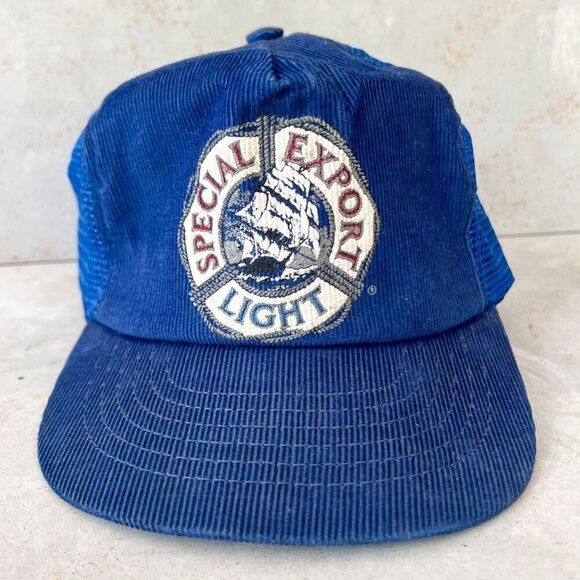 Vintage 80’s special export beer blue corduroy mesh trucker hat - Picture 3 of 7
